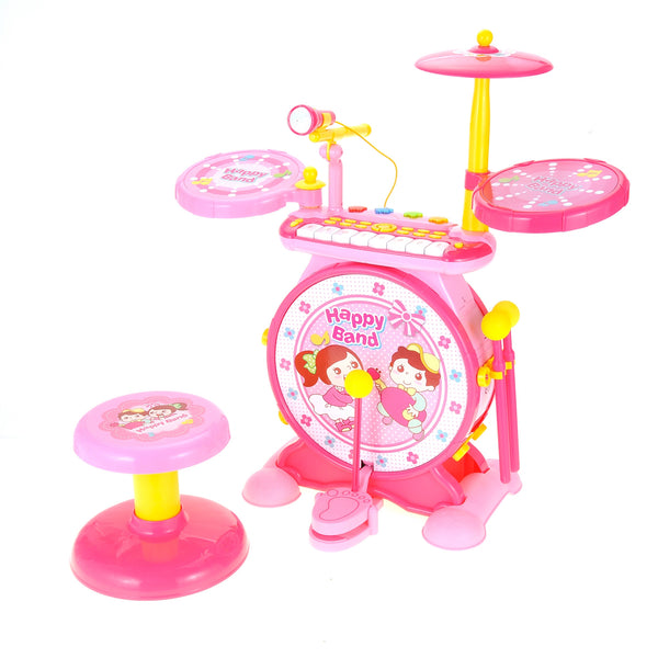 Keyboard & Drum Set w/Microphone, Sing-Along Play, Lights
