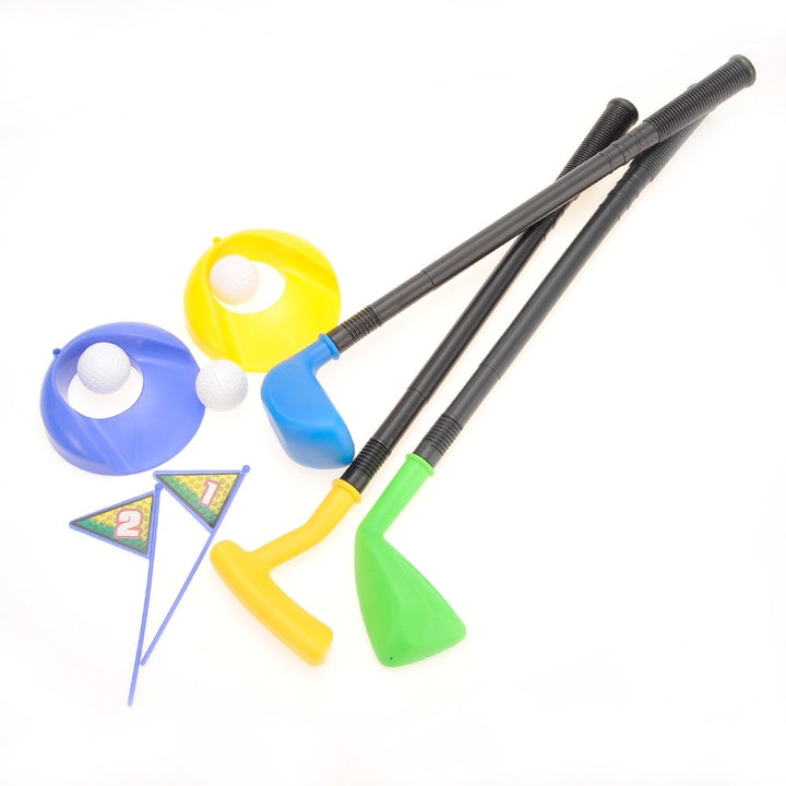 Deluxe Kid's Happy Golfer Toy Golf Set With 3 Golf Balls, 3 Types of Clubs, & 2 Practice Holes - US Stores
