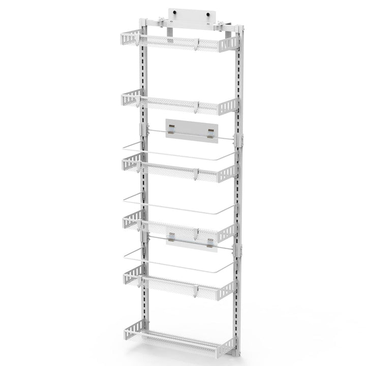 10LBS Loading 6 - Tier Over the Door Pantry Organizer, Large Metal Door Spice Rack, Hanging Heavy - Duty Pantry Door Storage Shelf Easy Install Behind Door Storagefor Kitchen and Bathroom, Black - US Stores