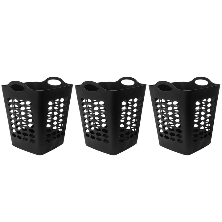 1.6 Bushel Flexible Square Plastic Laundry Hamper, 3 Pack, Black - US Stores