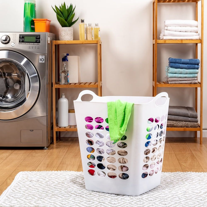 1.6 Bushel Flexible Square Plastic Laundry Hamper, 3 Pack, Black - US Stores