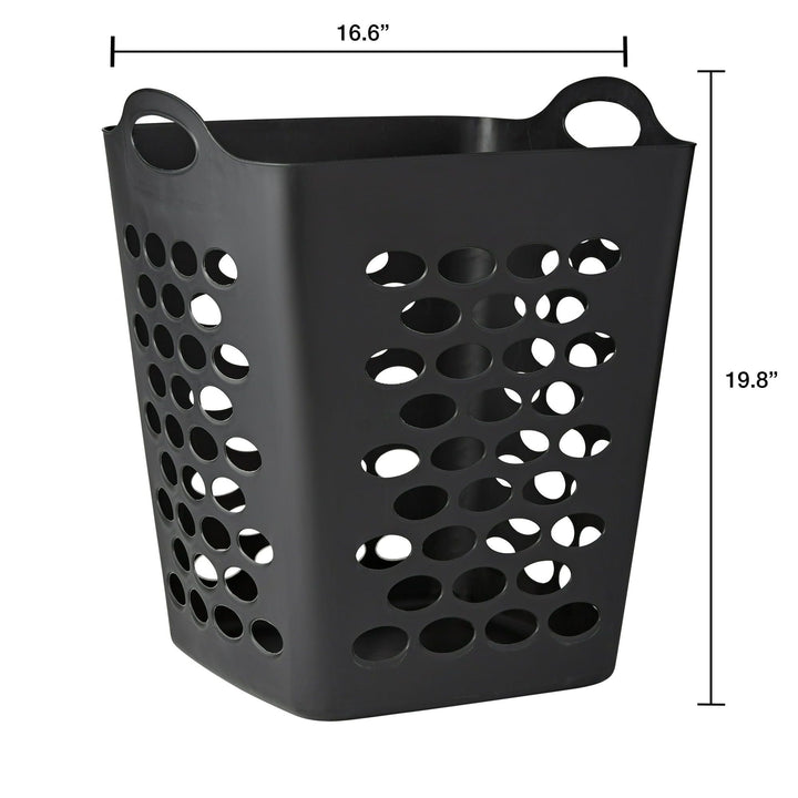 1.6 Bushel Flexible Square Plastic Laundry Hamper, 3 Pack, Black - US Stores