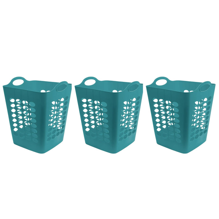 1.6 Bushel Flexible Square Plastic Laundry Hamper, 3 Pack, Black - US Stores