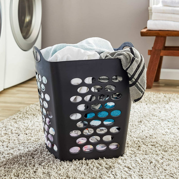 1.6 Bushel Flexible Square Plastic Laundry Hamper, 3 Pack, Black - US Stores