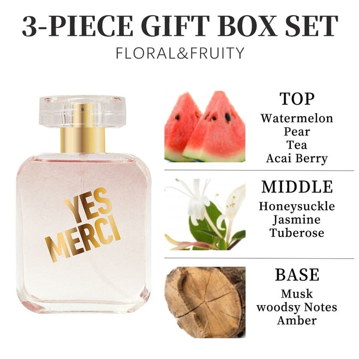 3 - Piese Set Women's Eau De Parfuma Spray & Body Cream Gift Box, Long Lasting Scent, Ideal For Halloween/Christmas/ Holiday Gifts, 1.7 Fl Oz Perfume, 0.51 Fl Oz Perfume, 2.9 Oz Body Cream - US Stores