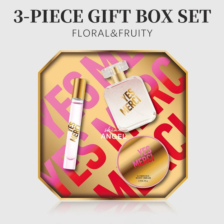 3 - Piese Set Women's Eau De Parfuma Spray & Body Cream Gift Box, Long Lasting Scent, Ideal For Halloween/Christmas/ Holiday Gifts, 1.7 Fl Oz Perfume, 0.51 Fl Oz Perfume, 2.9 Oz Body Cream - US Stores