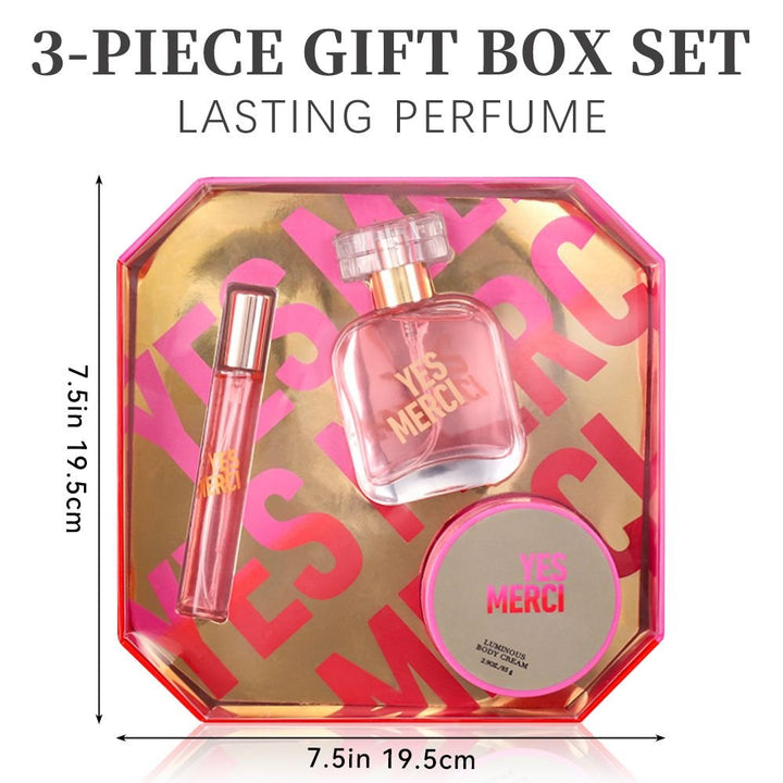 3 - Piese Set Women's Eau De Parfuma Spray & Body Cream Gift Box, Long Lasting Scent, Ideal For Halloween/Christmas/ Holiday Gifts, 1.7 Fl Oz Perfume, 0.51 Fl Oz Perfume, 2.9 Oz Body Cream - US Stores