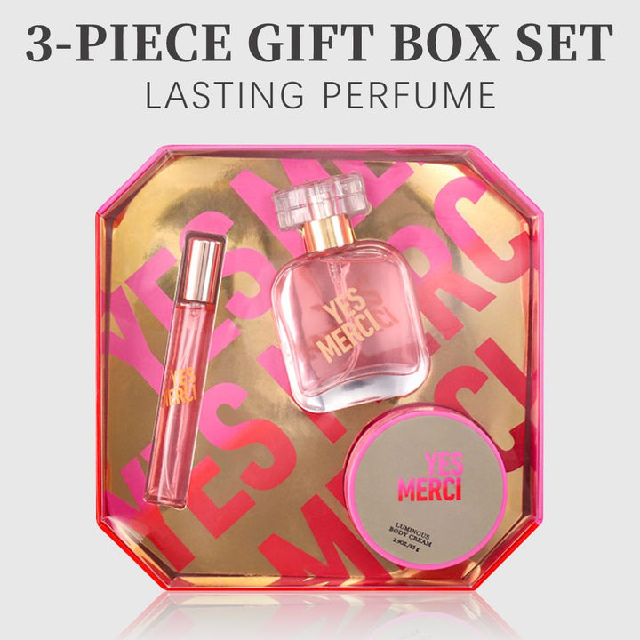 3 - Piese Set Women's Eau De Parfuma Spray & Body Cream Gift Box, Long Lasting Scent, Ideal For Halloween/Christmas/ Holiday Gifts, 1.7 Fl Oz Perfume, 0.51 Fl Oz Perfume, 2.9 Oz Body Cream - US Stores