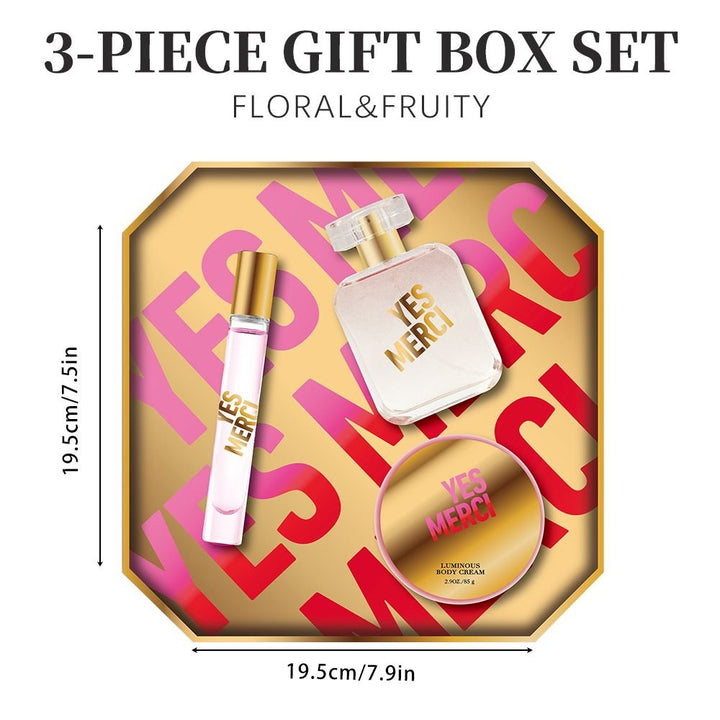 3 - Piese Set Women's Eau De Parfuma Spray & Body Cream Gift Box, Long Lasting Scent, Ideal For Halloween/Christmas/ Holiday Gifts, 1.7 Fl Oz Perfume, 0.51 Fl Oz Perfume, 2.9 Oz Body Cream - US Stores