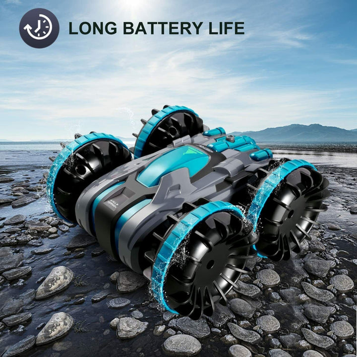 4D C9 Amphibious Car for Kids 2.4GHZ Rechargeable Battery RC Stunt Vehicle 360° - US Stores