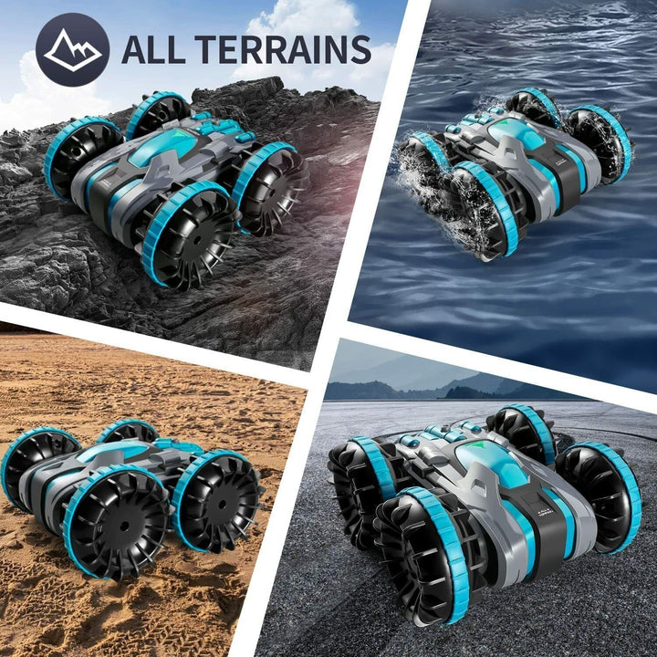 4D C9 Amphibious Car for Kids 2.4GHZ Rechargeable Battery RC Stunt Vehicle 360° - US Stores