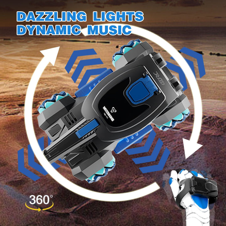 4DRC Y1 RC Crawler Scale Water Bullet Shooting Remote Control Cars,Kids 4WD Battle Stunt Car,All Terrain RC Truck with 360°Rotating,Toy Gift for Boys Girls Kids,Blue - US Stores
