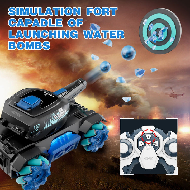 4DRC Y1 RC Crawler Scale Water Bullet Shooting Remote Control Cars,Kids 4WD Battle Stunt Car,All Terrain RC Truck with 360°Rotating,Toy Gift for Boys Girls Kids,Blue - US Stores