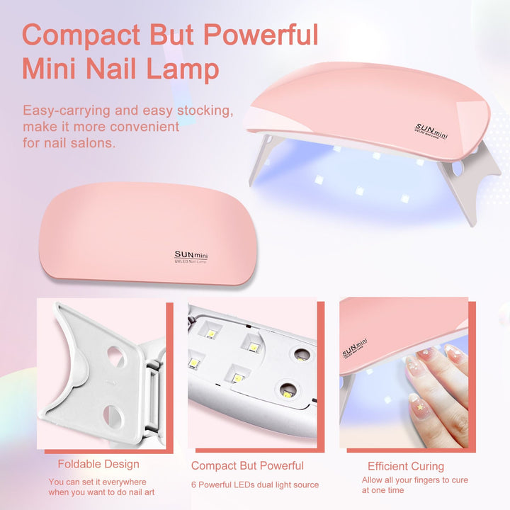 6 PCS Poly Gel Nail Kit with UV Lamp, Nail Brush and Nail Forms Top Base Coat Builder Nails Art Tools - US Stores