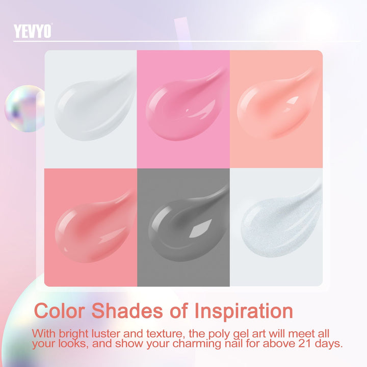 6 PCS Poly Gel Nail Kit with UV Lamp, Nail Brush and Nail Forms Top Base Coat Builder Nails Art Tools - US Stores