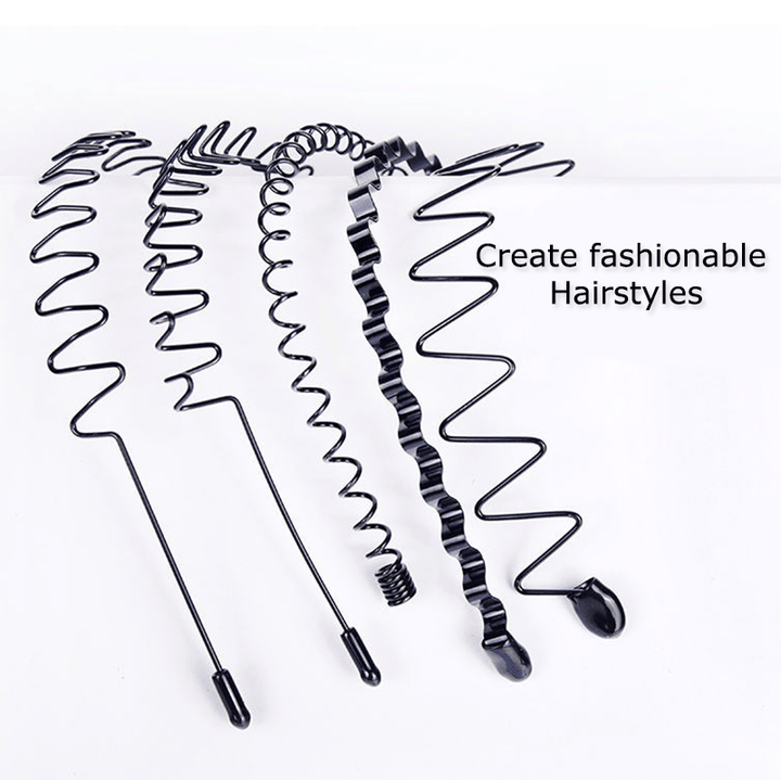 6Pcs Metal Hair Headband Wave Style Hoop Band Comb Sports Hairband Men Women US - US Stores