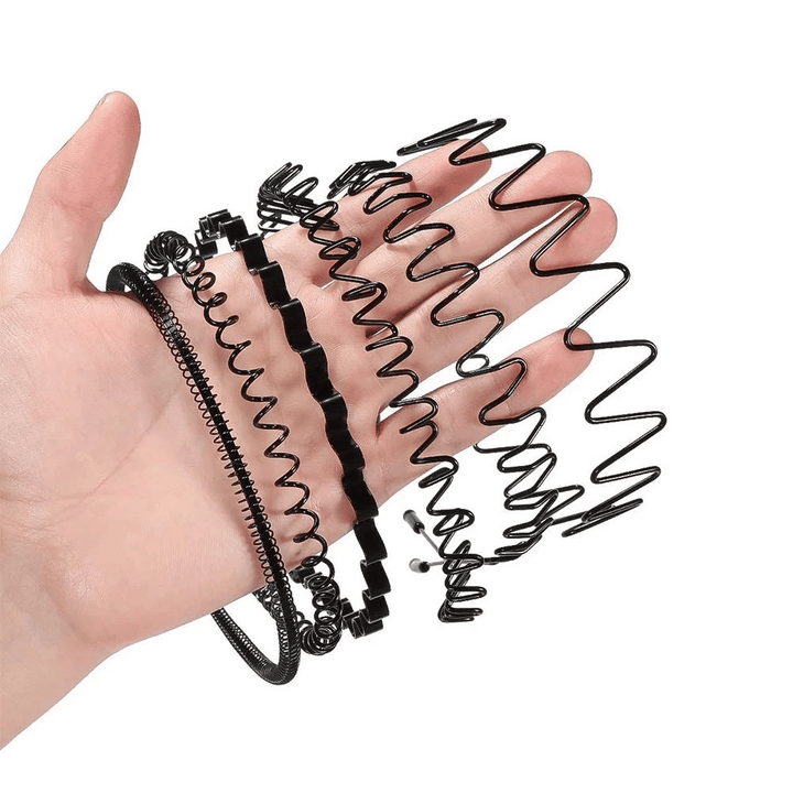 6Pcs Metal Hair Headband Wave Style Hoop Band Comb Sports Hairband Men Women US - US Stores