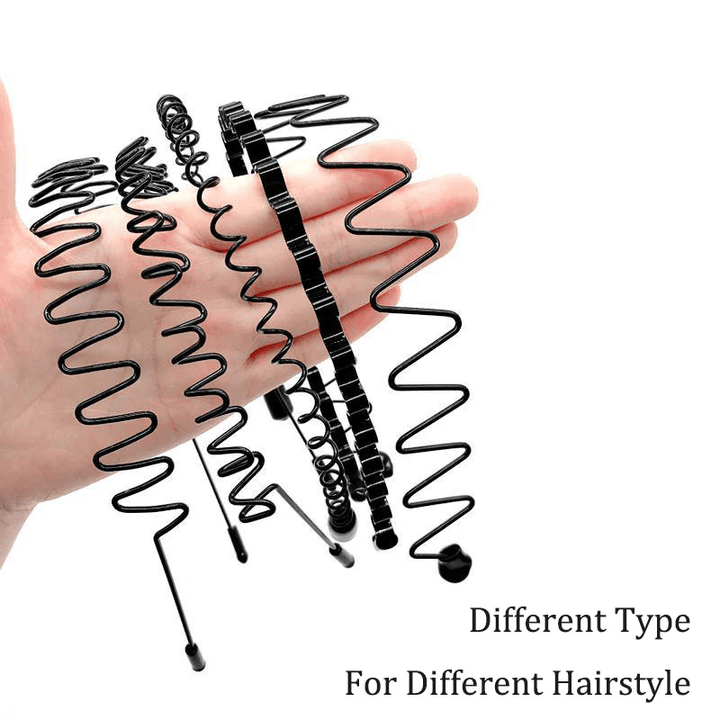 6Pcs Metal Hair Headband Wave Style Hoop Band Comb Sports Hairband Men Women US - US Stores