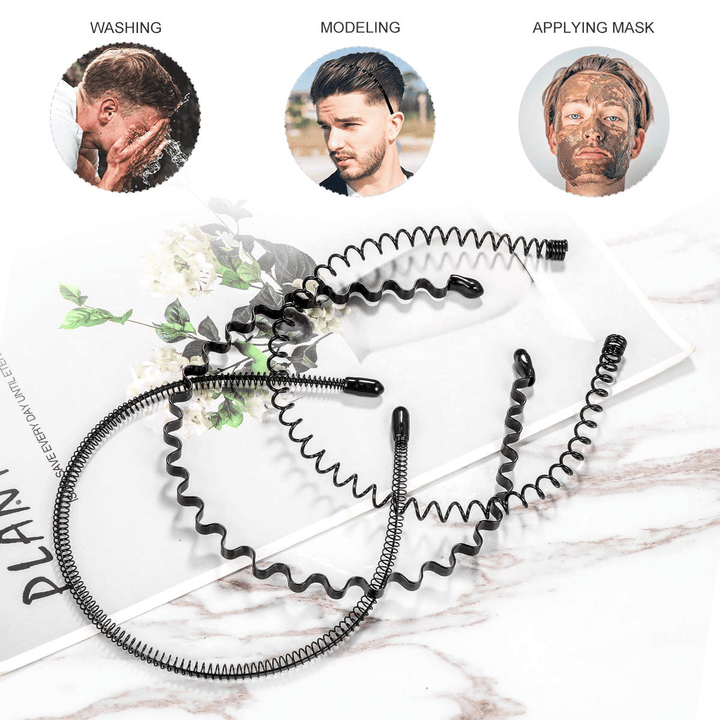 6Pcs Metal Hair Headband Wave Style Hoop Band Comb Sports Hairband Men Women US - US Stores