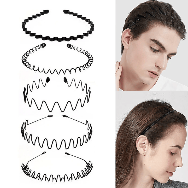 6Pcs Metal Hair Headband Wave Style Hoop Band Comb Sports Hairband Men Women US - US Stores
