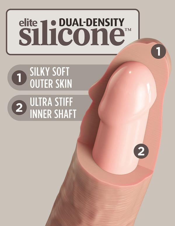 King Cock Elite 9 Inch Vibrating Silicone Dual Density Cock With Remote - Light