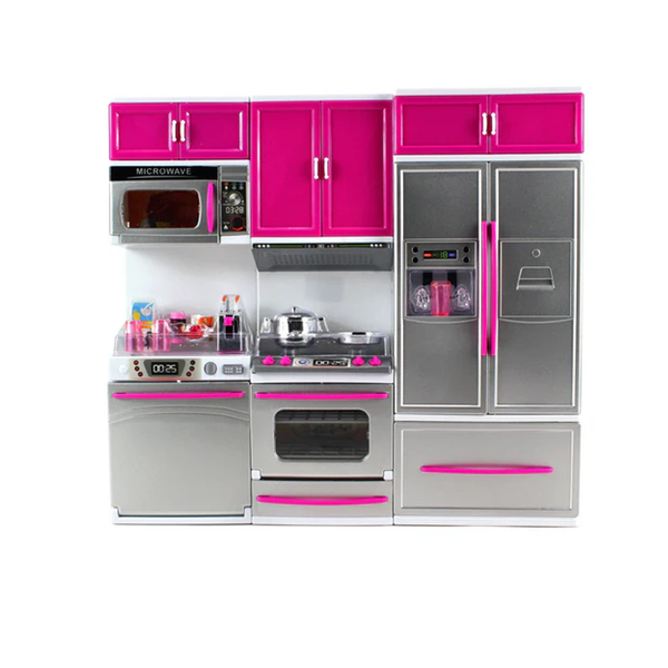 My Modern Kitchen Full Deluxe Kit Battery Operated Kitchen Playset: Refrigerator, Stove, Microwave