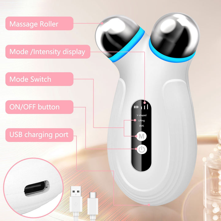 Anti Aging and Wrinkles Microcurrent Facial Device, Boost Skin Care Products Absorption - White - US Stores