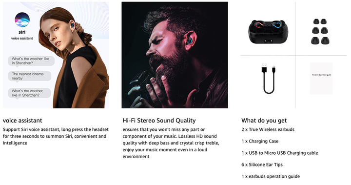 Bluetooth 5.1 Headset TWS Wireless Earphones Mini Earbuds Stereo Headphones IPX7 - US Stores