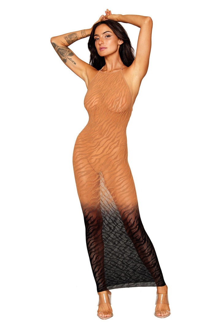 Bodystocking Gown - One Size - Black/copper - US Stores