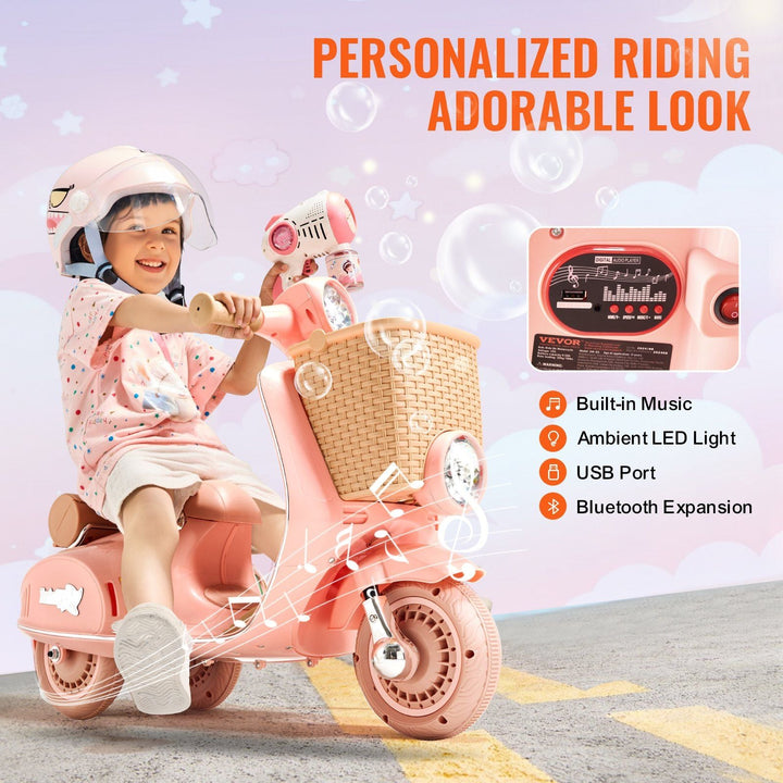 Christmas Gift! Kids Ride on Motorcycle 12V Electric Motor Trike with LED for Kids Aged 3+ - US Stores