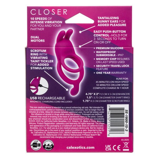 Closer Intimate Rechargeable Ring Touch - Pink - US Stores