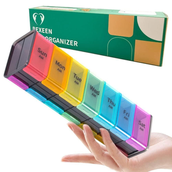 Colorful Extra Large Pill Organizer XXL Pill Box 7 Day Weekly Pill Organizer with AM PM Large Compartments Jumbo Pill Holder for Vitamins Huge Medicine Organizer 2 Times a Day - US Stores