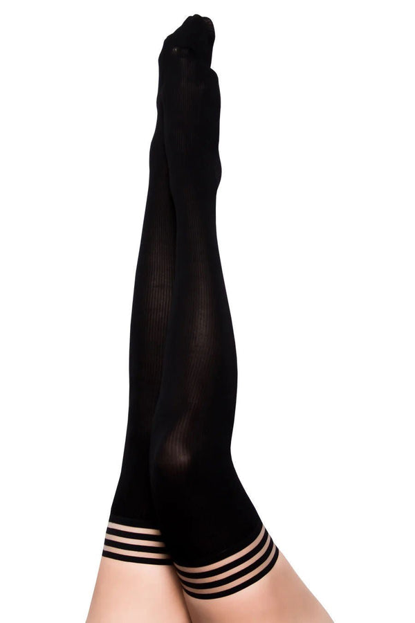 Dana Lynn - Ribbed Thigh High - Size B - Black - US Stores