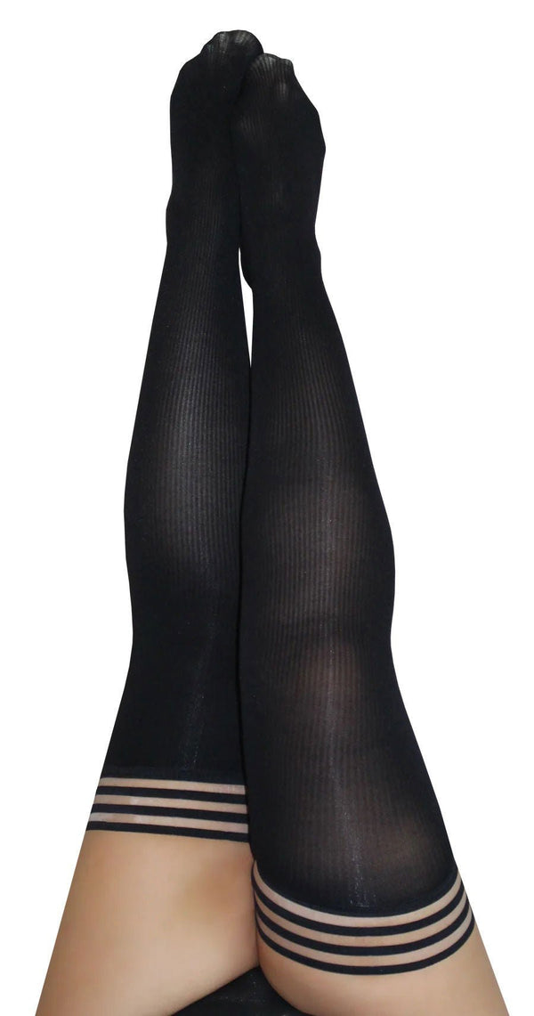 Dana Lynn - Ribbed Thigh High - Size D - Black - US Stores