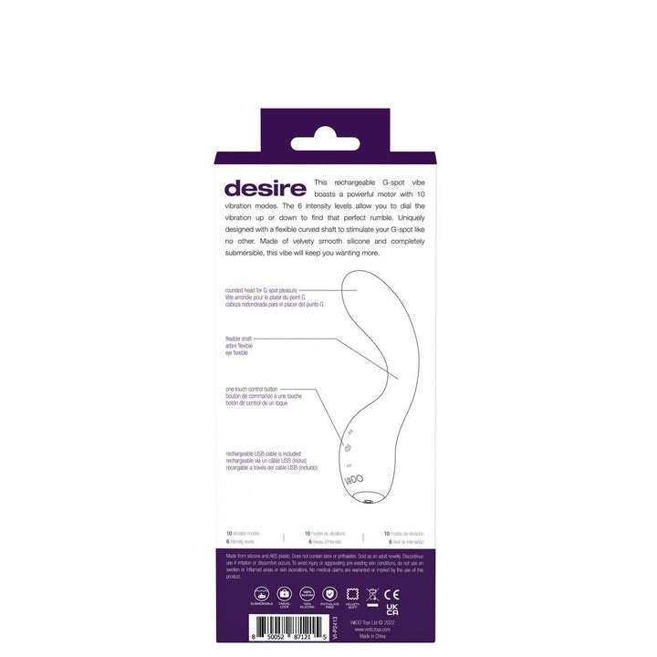 Desire Rechargeable G - Spot Vibe - Purple - US Stores
