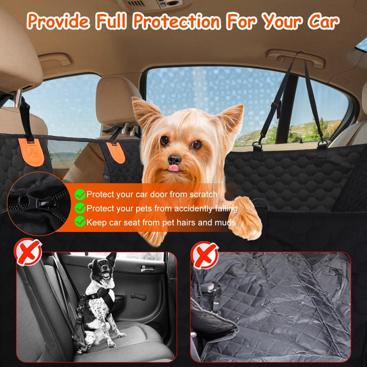 Dog Car Back Seat Cover With Zipper Mesh Window Storage Bags Waterproof 600D Oxford Cloth Car Seat Protector With Slide Flaps For Cars Trucks SUVs - US Stores