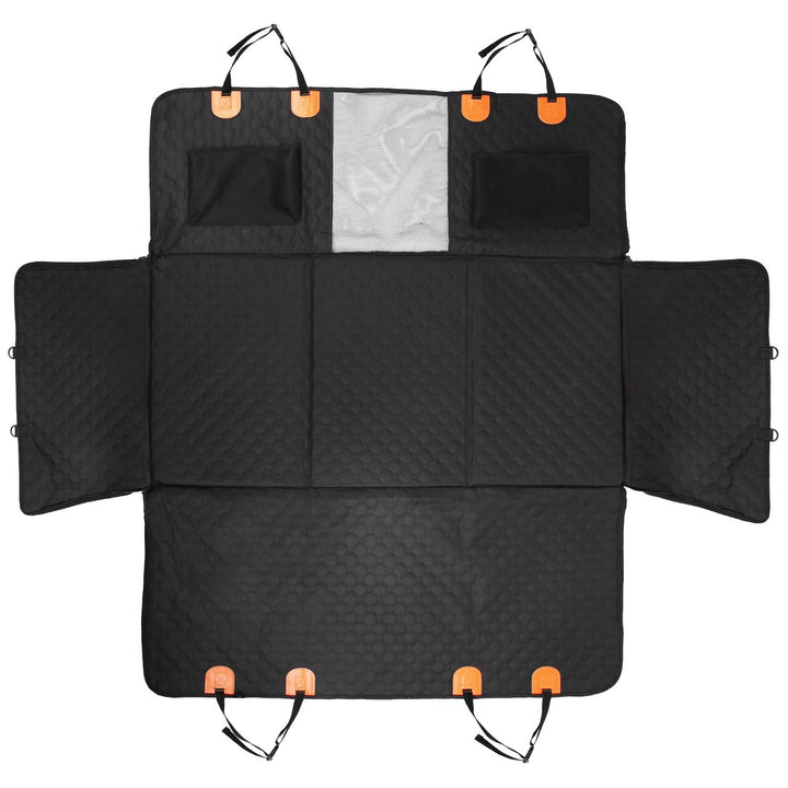 Dog Car Back Seat Cover With Zipper Mesh Window Storage Bags Waterproof 600D Oxford Cloth Car Seat Protector With Slide Flaps For Cars Trucks SUVs - US Stores