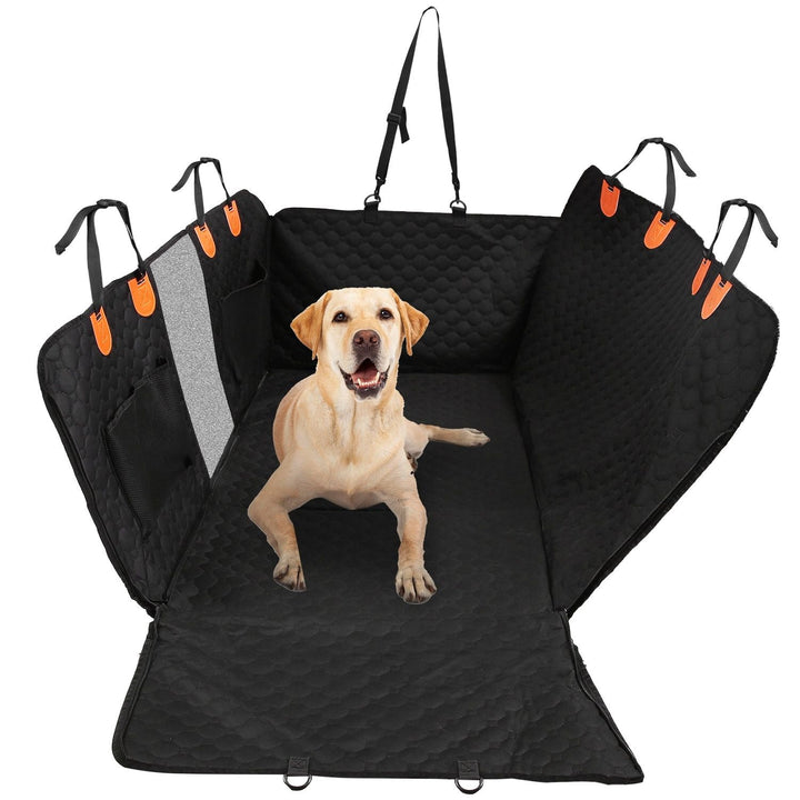 Dog Car Back Seat Cover With Zipper Mesh Window Storage Bags Waterproof 600D Oxford Cloth Car Seat Protector With Slide Flaps For Cars Trucks SUVs - US Stores