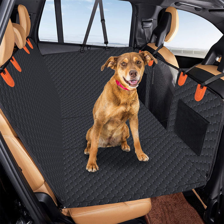 Dog Car Back Seat Cover With Zipper Mesh Window Storage Bags Waterproof 600D Oxford Cloth Car Seat Protector With Slide Flaps For Cars Trucks SUVs - US Stores