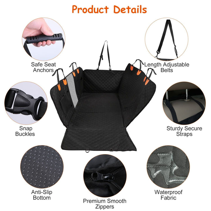 Dog Car Back Seat Cover With Zipper Mesh Window Storage Bags Waterproof 600D Oxford Cloth Car Seat Protector With Slide Flaps For Cars Trucks SUVs - US Stores