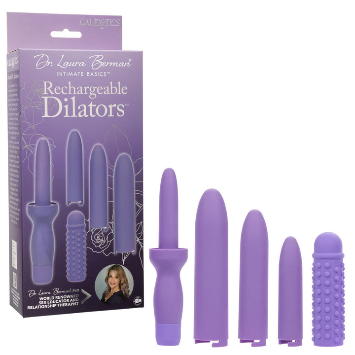 Dr. Laura Berman Rechargeable Dilators Set of 4 Locking Sizes Plus Sleeve - Purple - US Stores