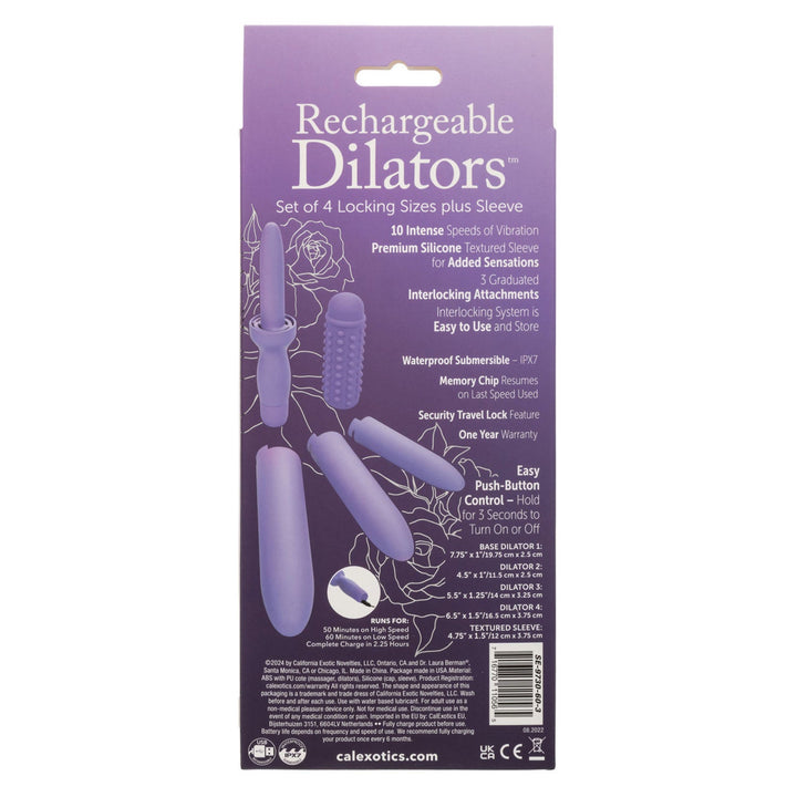 Dr. Laura Berman Rechargeable Dilators Set of 4 Locking Sizes Plus Sleeve - Purple - US Stores