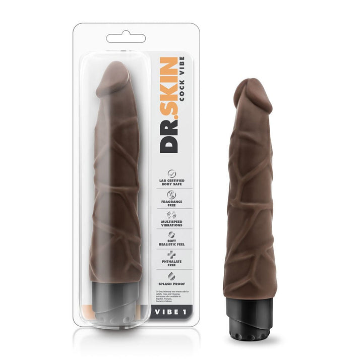 Dr. Skin - Cock Vibe 1 - 9 Inch Vibrating Cock - Chocolate - US Stores