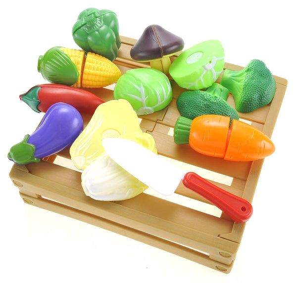 Kitchen Cutting Vegetables Crate Pretend Food Playset