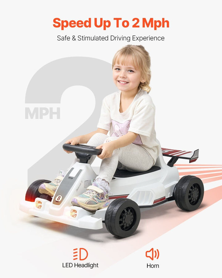 Electric Go Kart 6V Drift Go Cart for Kids Ages 2+ Strong Motor White - US Stores