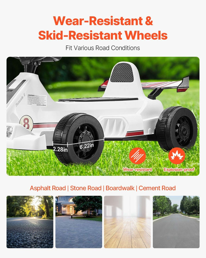 Electric Go Kart 6V Drift Go Cart for Kids Ages 2+ Strong Motor White - US Stores