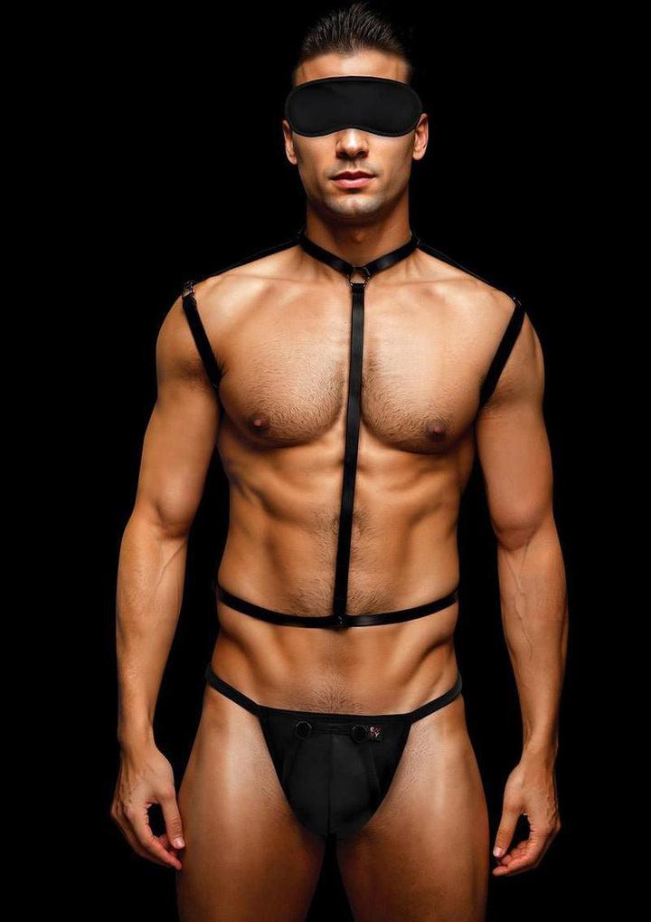 Envy 3 Pc Wet Look Chest Harness - Large/xlarge - Black - US Stores