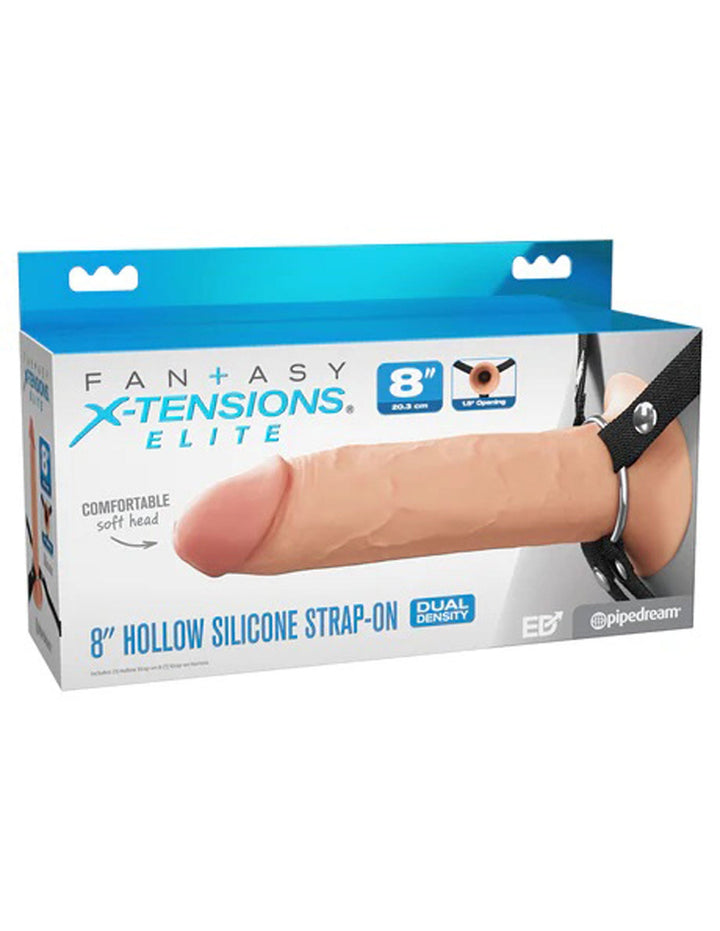 Fantasy X - Tensions Elite 8" Silicone Hollow Strap Dual Density - Light - US Stores