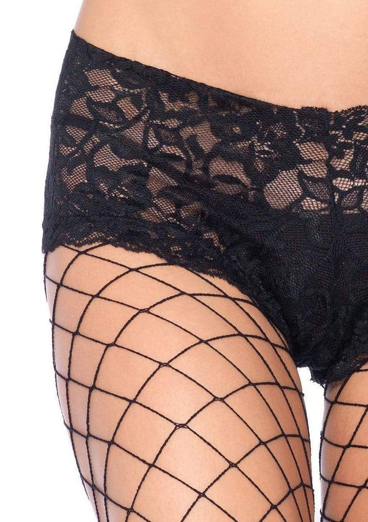 Fence Net Boy Short Pantyhose - Queen Size - Black - US Stores