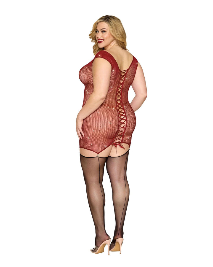 Garter Slip Dmnd - One Size Queen - Red - US Stores